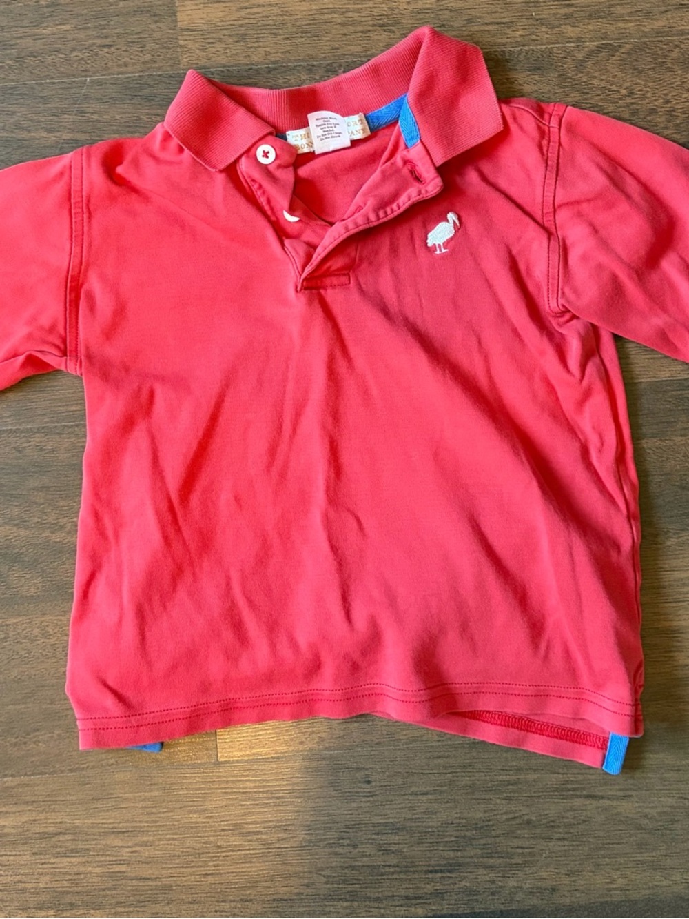 The Beaufort Bonnet Company Coral-Red Polo with Embroidered Bird